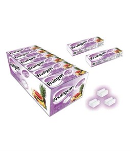 FRUITGUM WHITE BOXED TUTTI FRUTTI BUBBLE GUM (with tattoo) Жевательные резинки тутти фрутти 1/24шт.*24бл.